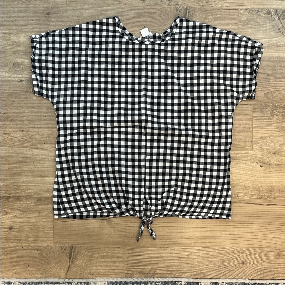 J. Crew Black and White Gingham Blouse